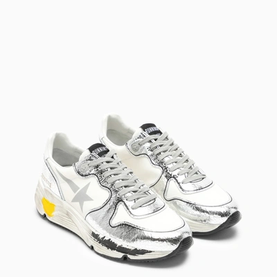 Shop Golden Goose White And Silver Running Low Sneakers In Grey