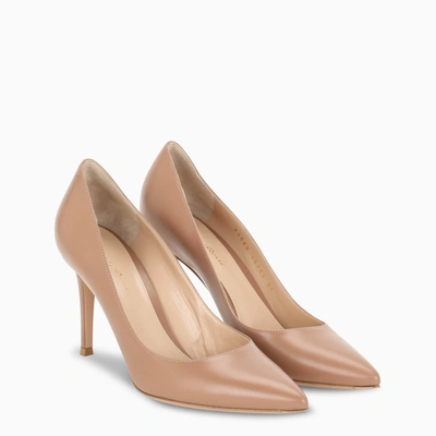Shop Gianvito Rossi Nude Leather Pumps In Brown