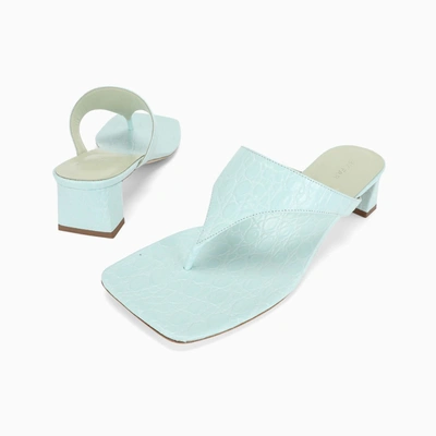 Shop By Far Light Blue Printed Leather Shawn Sandals