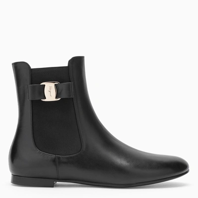 Shop Ferragamo Black Leelo 1c Ankle Boots