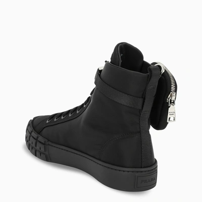 Prada Re-nylon Pouch Detail High-top Sneakers In Black