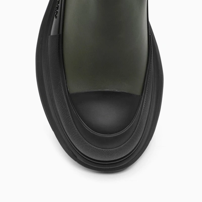 Alexander Mcqueen 40mm Tread Slick Leather Tall Boots In Green