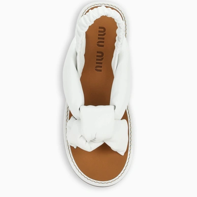 Shop Miu Miu White Knotted Sandals