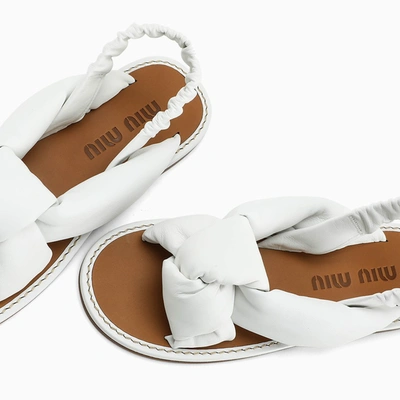 Shop Miu Miu White Knotted Sandals