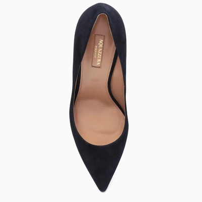 Shop Aquazzura Navy Suede Purist Pumps In Blue