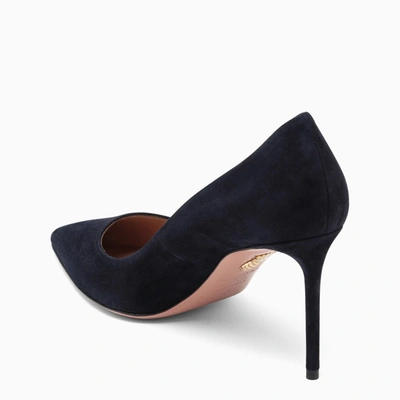 Shop Aquazzura Navy Suede Purist Pumps In Blue