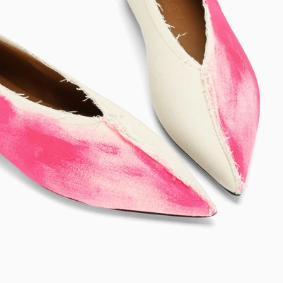 Shop Marni Pink And White Pointed Ballerinas