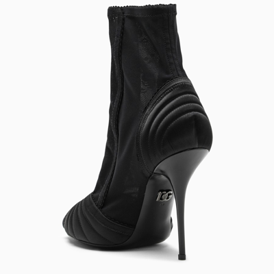 Shop Dolce & Gabbana Black Peep-toe Satin Ankle Boots