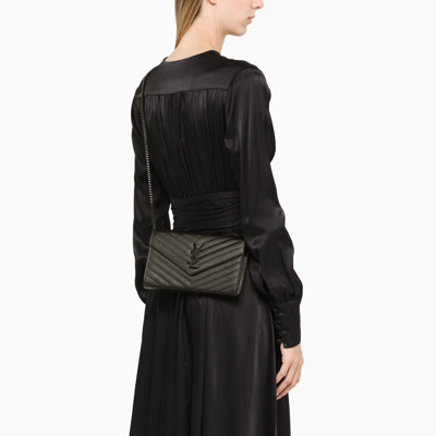 Saint Laurent Black Envelope Chain Wallet In Black