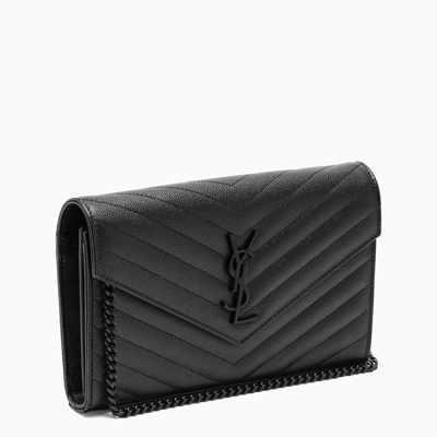 Saint Laurent Black Envelope Chain Wallet In Black