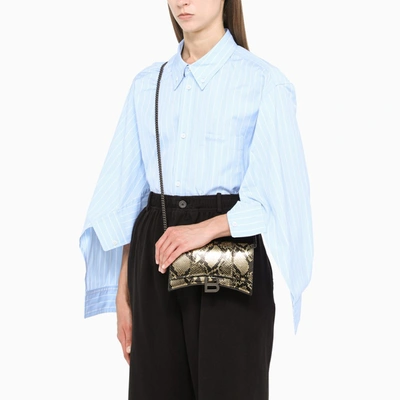 Balenciaga Phyton-print Hourglass Chain Wallet In Multicolor