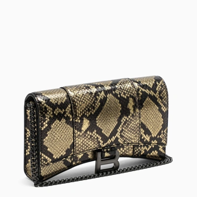 Balenciaga Phyton-print Hourglass Chain Wallet In Multicolor
