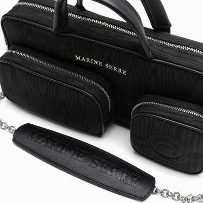 Shop Marine Serre Black Logoed Shoulder Bag