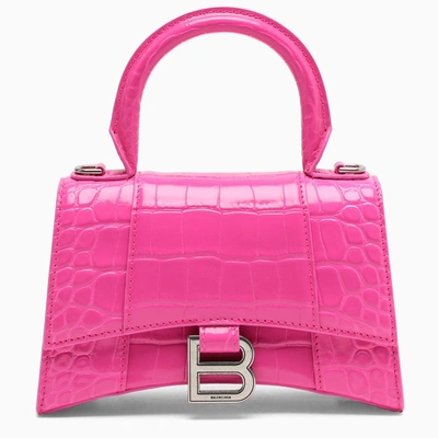 Shop Balenciaga Fuchsia Coco-print Leather Hourglass Xs Bag In Pink