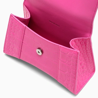 Shop Balenciaga Fuchsia Coco-print Leather Hourglass Xs Bag In Pink