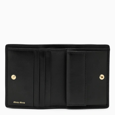 Miu Miu Black Wallet In Matelassé Nappa Leather In Black