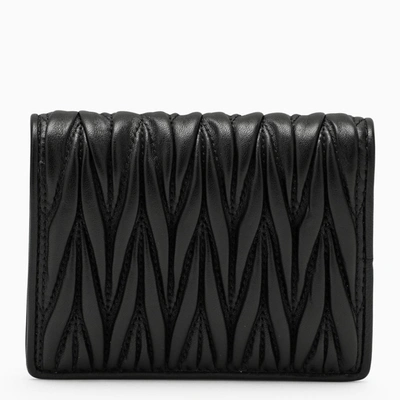 Miu Miu Black Wallet In Matelassé Nappa Leather In Black