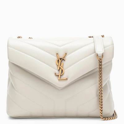 Shop Saint Laurent Cream/gold Small Loulou Bag In White
