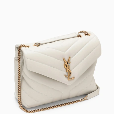 Shop Saint Laurent Cream/gold Small Loulou Bag In White