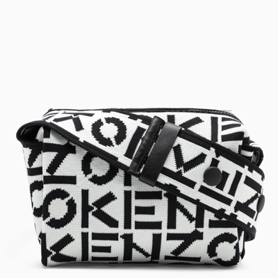 Shop Kenzo White/black Jacquard-logo Knitted Cross-body Bag