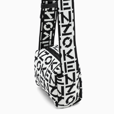 Shop Kenzo White/black Jacquard-logo Knitted Cross-body Bag