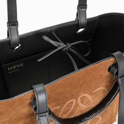 Shop Loewe Brown Suede Anagram Tote Bag