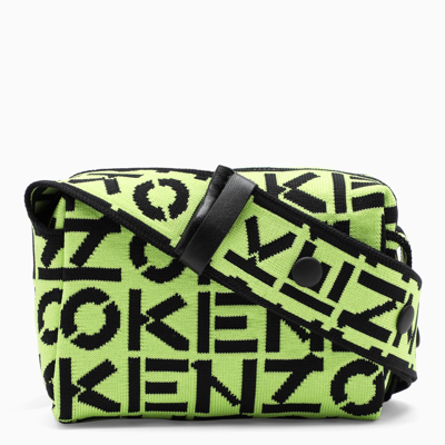 Shop Kenzo Green/black Jacquard-logo Knitted Cross-body Bag