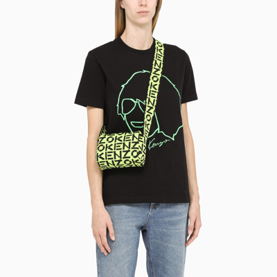 Shop Kenzo Green/black Jacquard-logo Knitted Cross-body Bag