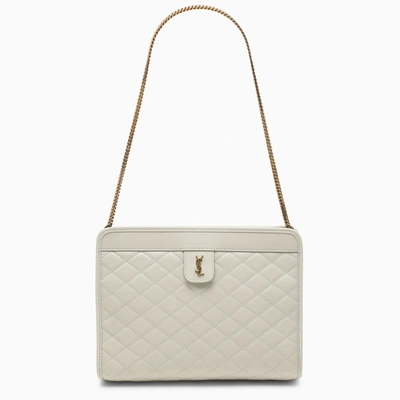 Shop Saint Laurent Cream Victoire Shoulder Bag In White