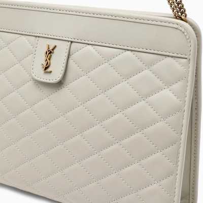 Shop Saint Laurent Cream Victoire Shoulder Bag In White