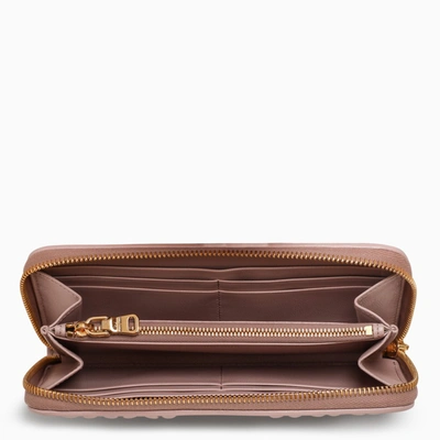 Miu Miu Metallic Logo Zip-around Wallet In Pink