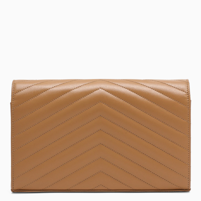 Saint Laurent Hazel Monogram Chain Wallet In Beige