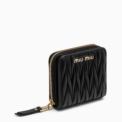 Shop Miu Miu Black Nappa Matelassé Zipped Coin Holder