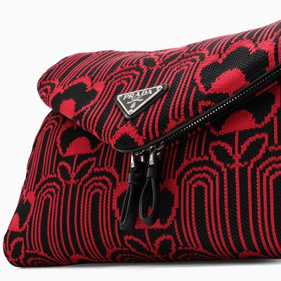 Shop Prada Red/black Fabric Shoulder Bag In Multicolor