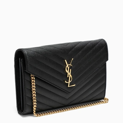 Shop Saint Laurent Black Monogram Chain Wallet