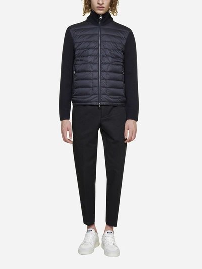 Shop Moncler Quilted Nylon And Wool-blend Cardigan