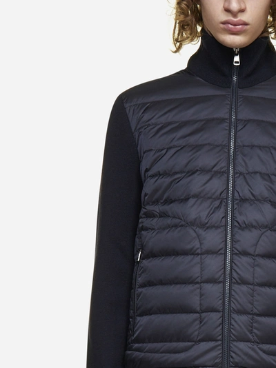 Shop Moncler Quilted Nylon And Wool-blend Cardigan