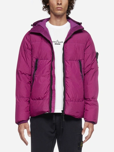 Shop Stone Island Hooded Quilted Down Jacket