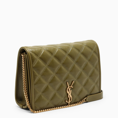 Shop Saint Laurent Olive Green Small Becky Shoulder Bag