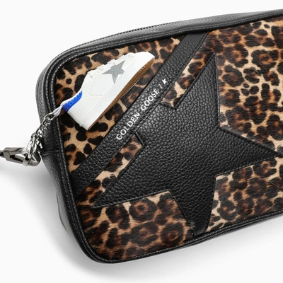 Shop Golden Goose Leopard Print Star Bag In Black