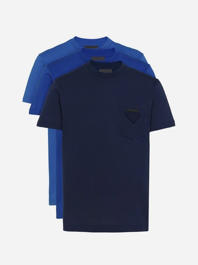 Shop Prada 3-pack Logo Cotton T-shirts