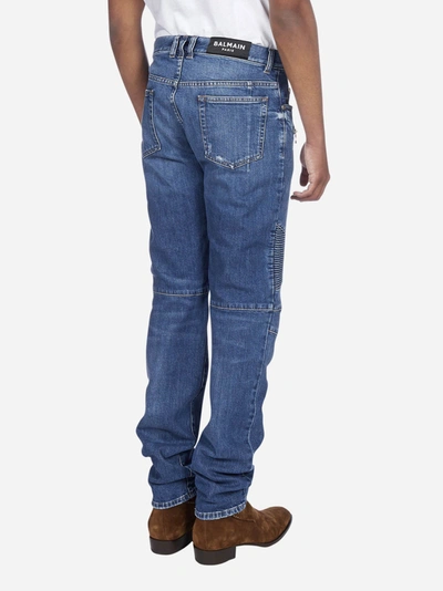 Shop Balmain Biker-style Slim-fit Jeans