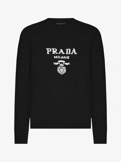 Shop Prada Logo Wool And Cashmere Sweater
