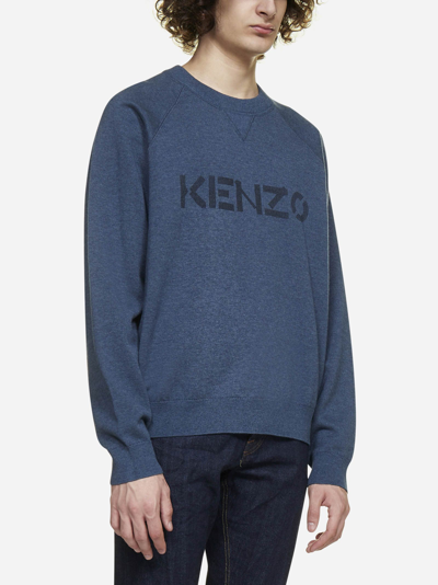 Shop Kenzo Logo Wool And Cotton Sweater