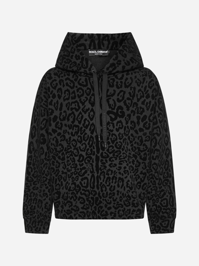 Shop Dolce & Gabbana Leopard Print Cotton Hoodie