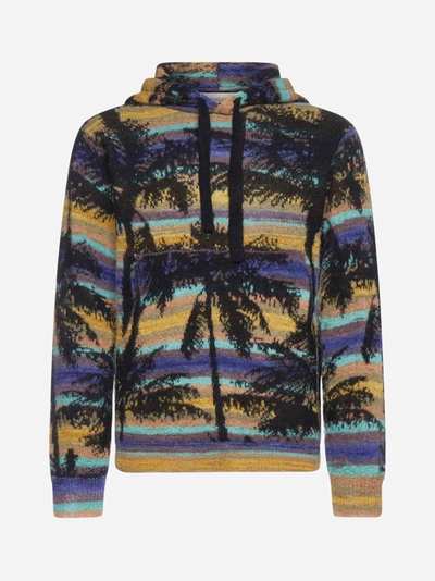 Shop Laneus Palm Print Alpaca-blend Hooded Sweater
