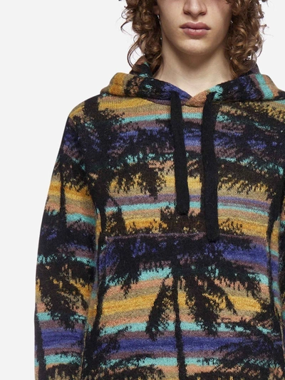 Shop Laneus Palm Print Alpaca-blend Hooded Sweater