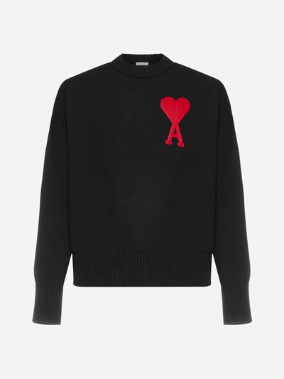 Shop Ami Alexandre Mattiussi Ami-de-coeur Patch Cotton And Wool Sweater