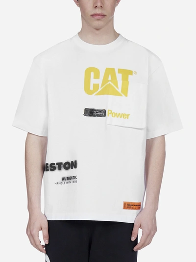 Shop Heron Preston Cat Power Cotton T-shirt In White - Yellow