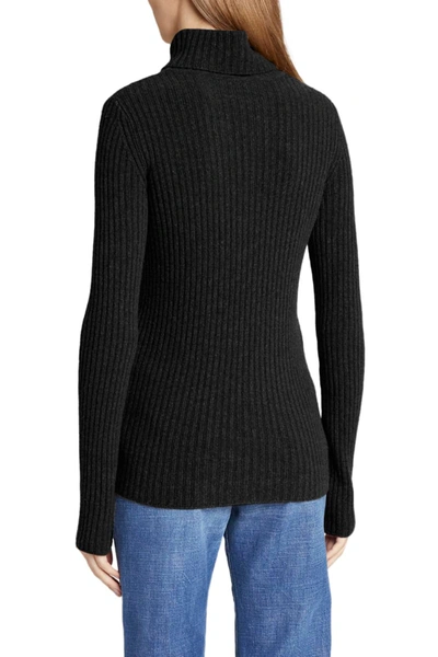 Shop Saint Laurent Turtleneck Cashmere Sweater W/ Ysl Monogram In Nero